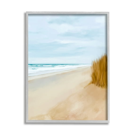 Stupell Industries Wilmington Sand Dunes Nature Painting Gray Framed Art Print Wall Art, 24 x 30