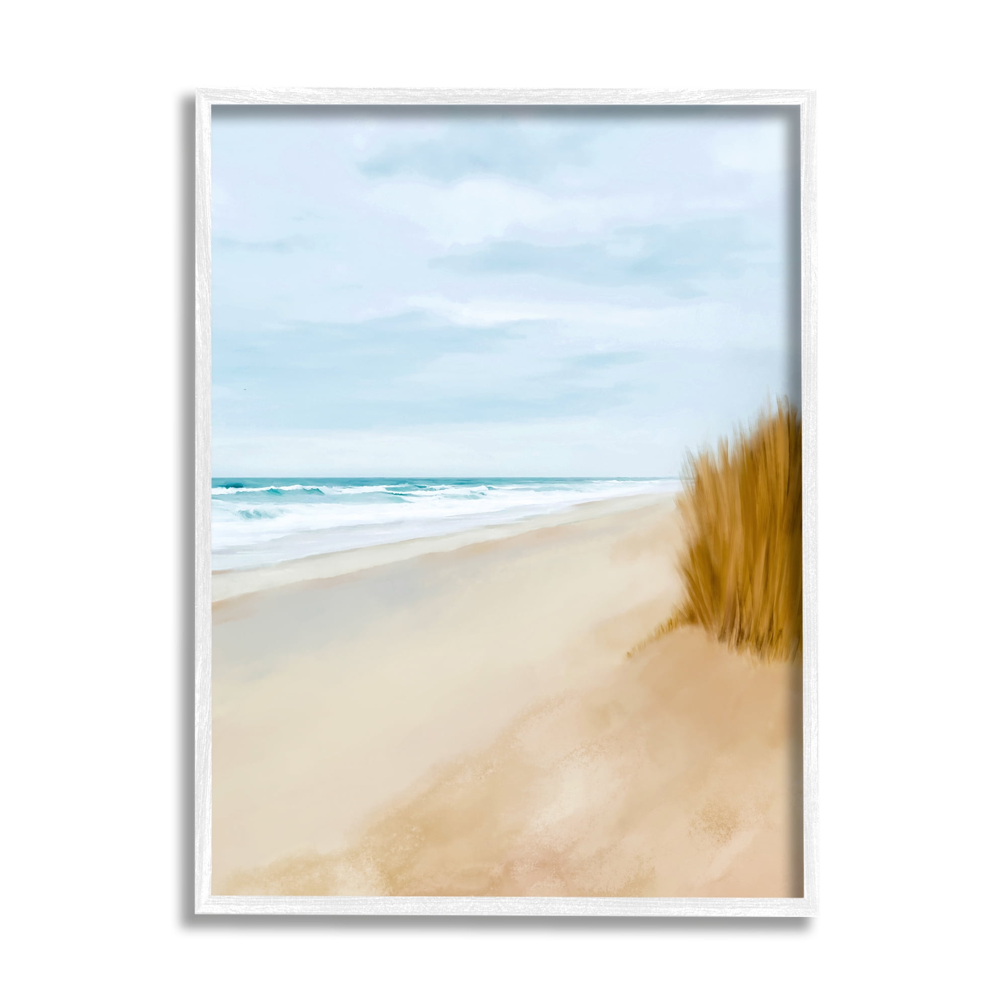 Stupell Industries Wilmington Sand Dunes Nature Painting White Framed Art Print Wall Art, 11 x 14
