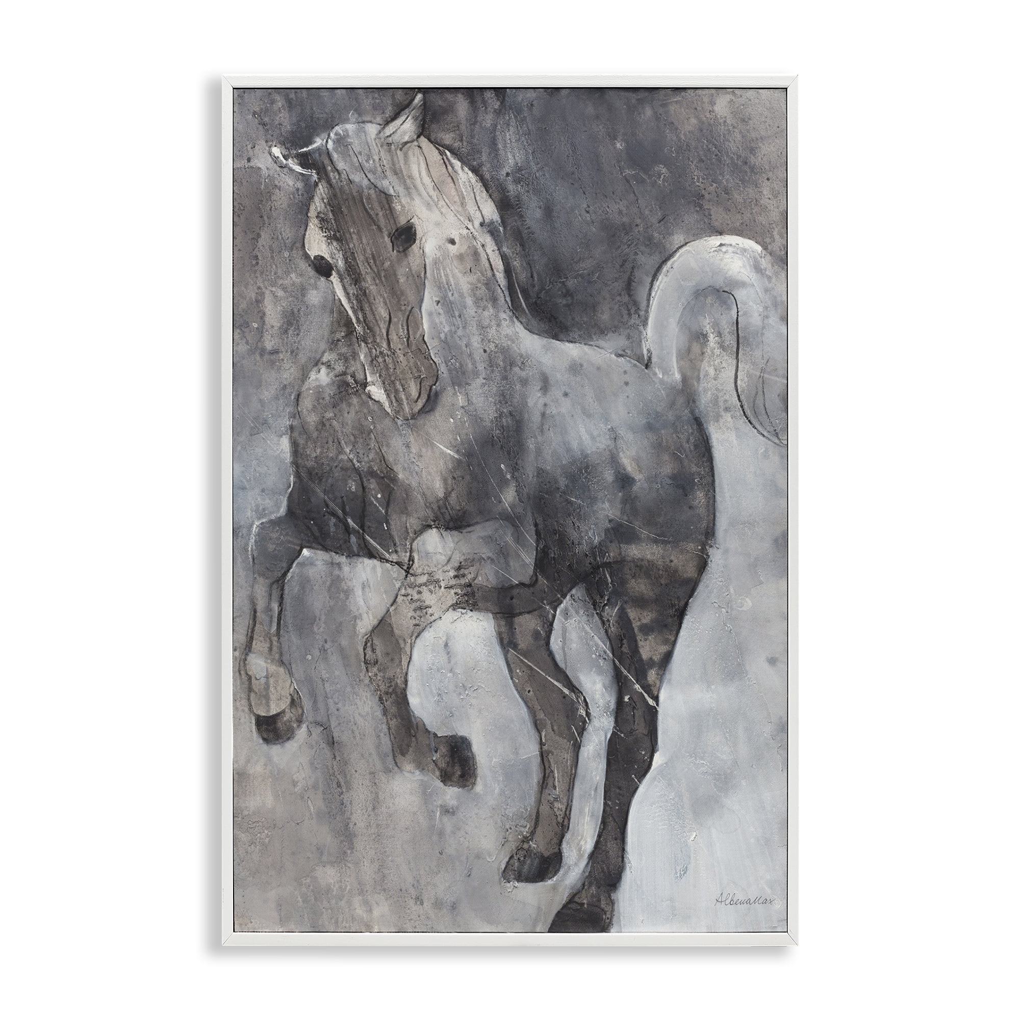 Stupell Industries Wind Dancer Stallion Animals & Insects Painting White Framed Art Print Wall Art, 16 x 24