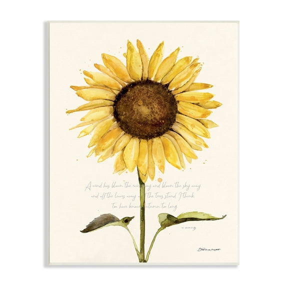 Stupell Industries Wind Has Blown Quoted Script Warm Sunflower Floral, 10 x 15, Design by Stephanie Workman Marrott