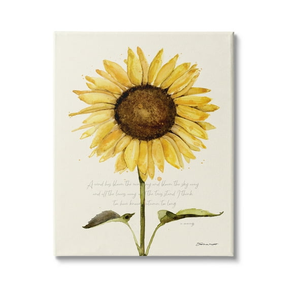 Stupell Industries Wind Has Blown Quoted Script Warm Sunflower Floral, 30 x 40, Design by Stephanie Workman Marrott