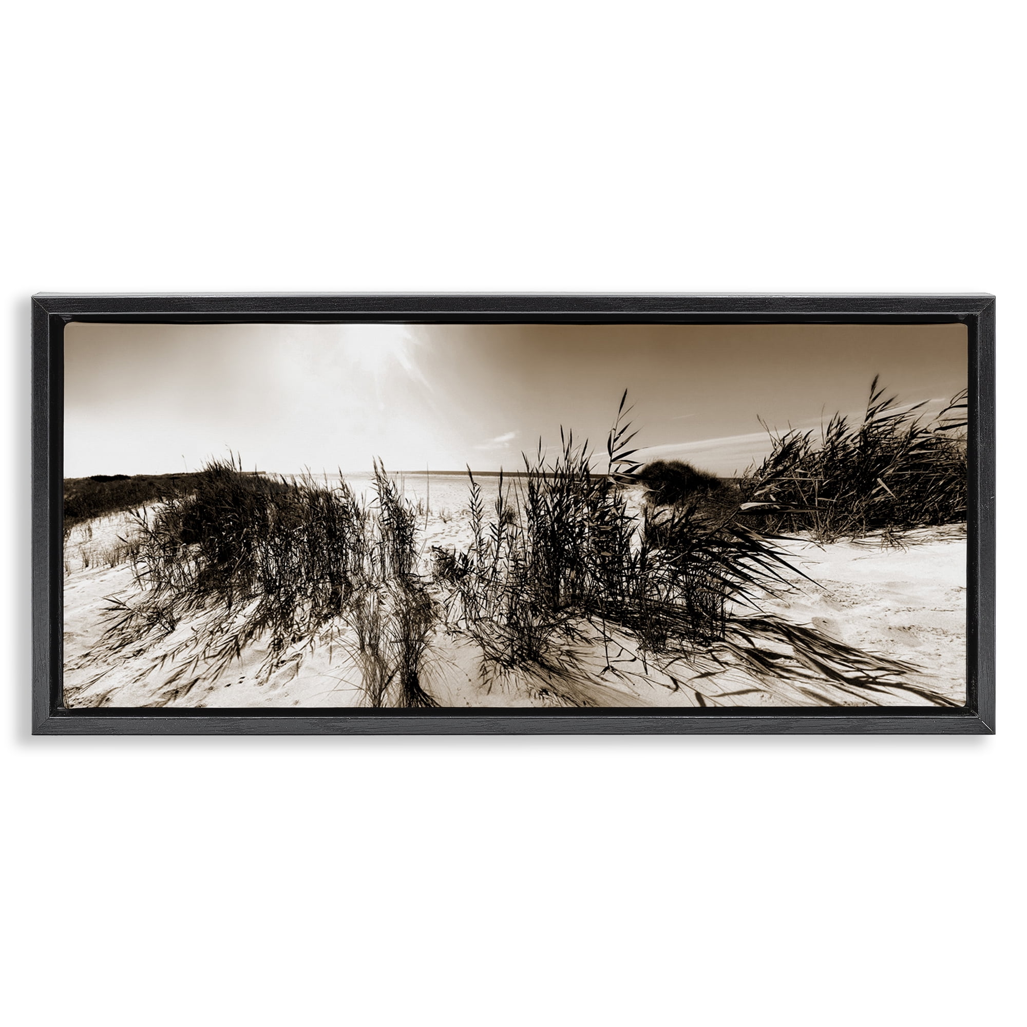 Stupell Industries Wind In The Dunes Coastal Photography Black Floater Framed Canvas Art Print Wall Art, 31 x 14