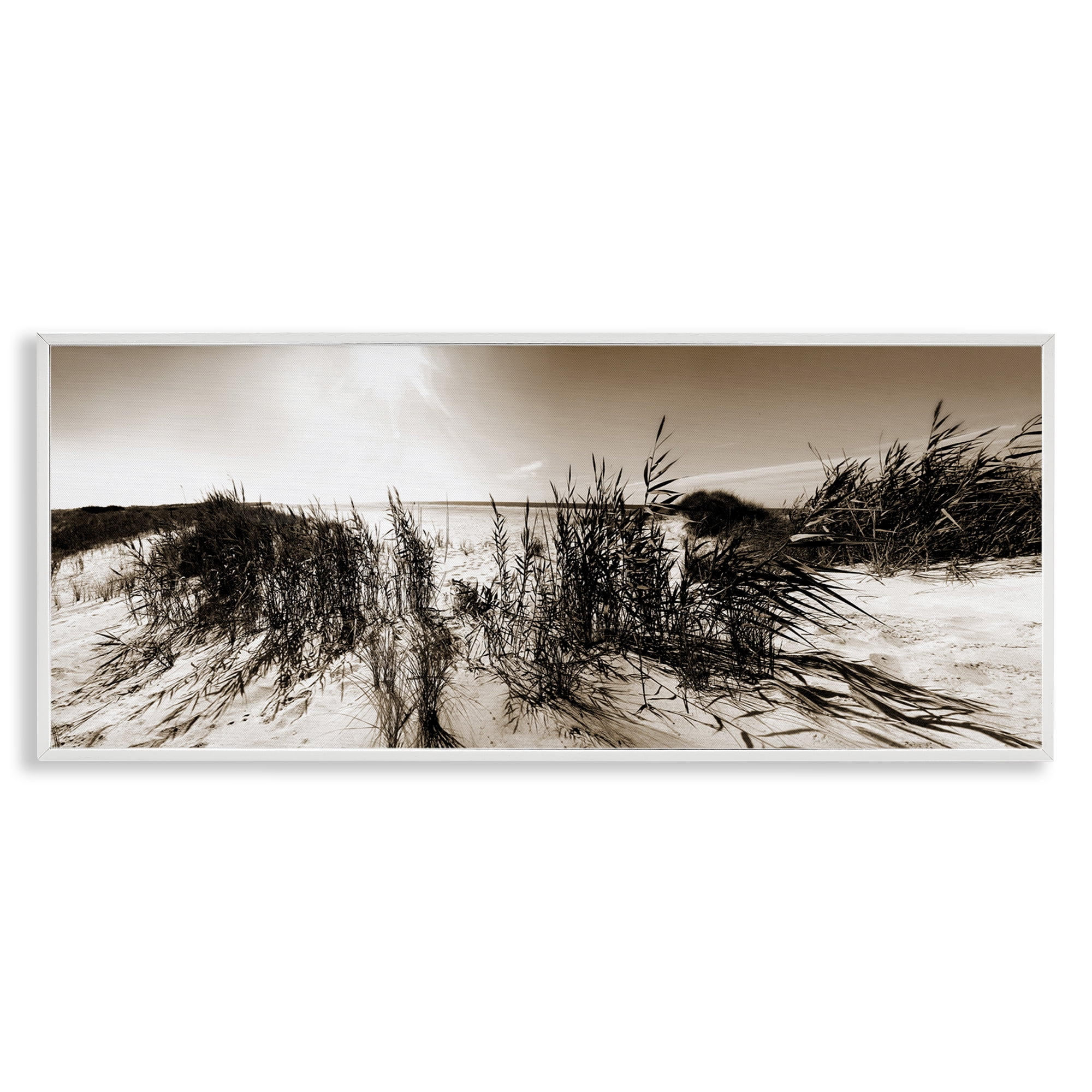 Stupell Industries Wind In The Dunes Coastal Photography White Framed Art Print Wall Art, 30 x 13