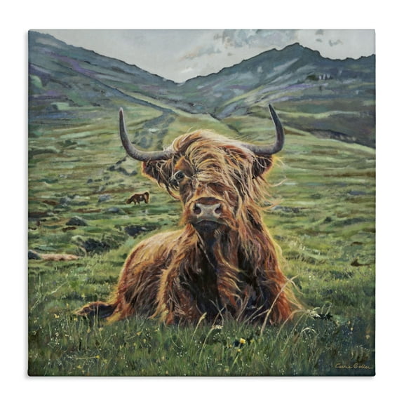 Stupell Industries Windblown Cattle Mountain Valley Canvas Wall Art design by Carrie Goller, 17 x 17