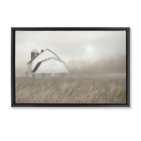 Stupell Industries Windblown Farm Grasses Landscape & Nature Painting Black Floater Framed Canvas Art Print Wall Art, 25 x 17