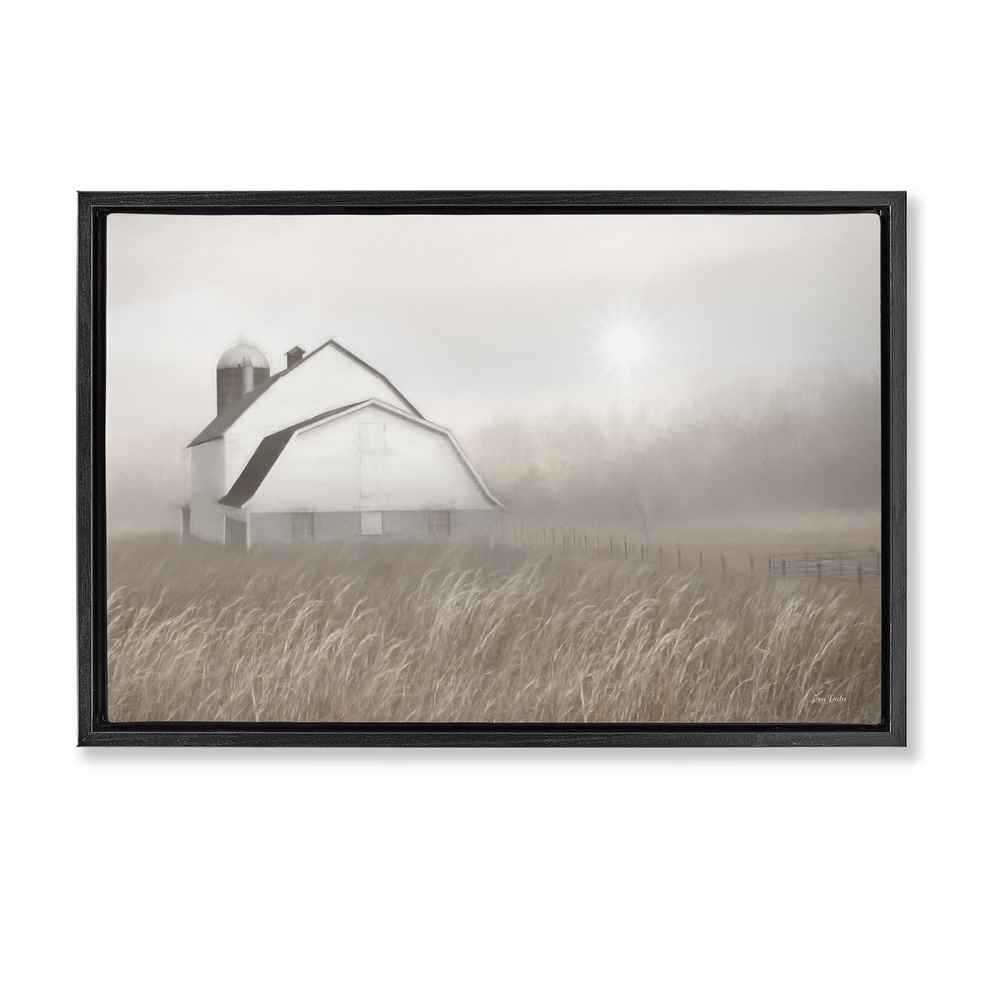 Stupell Industries Windblown Farm Grasses Landscape & Nature Painting Black Floater Framed Canvas Art Print Wall Art, 31 x 21