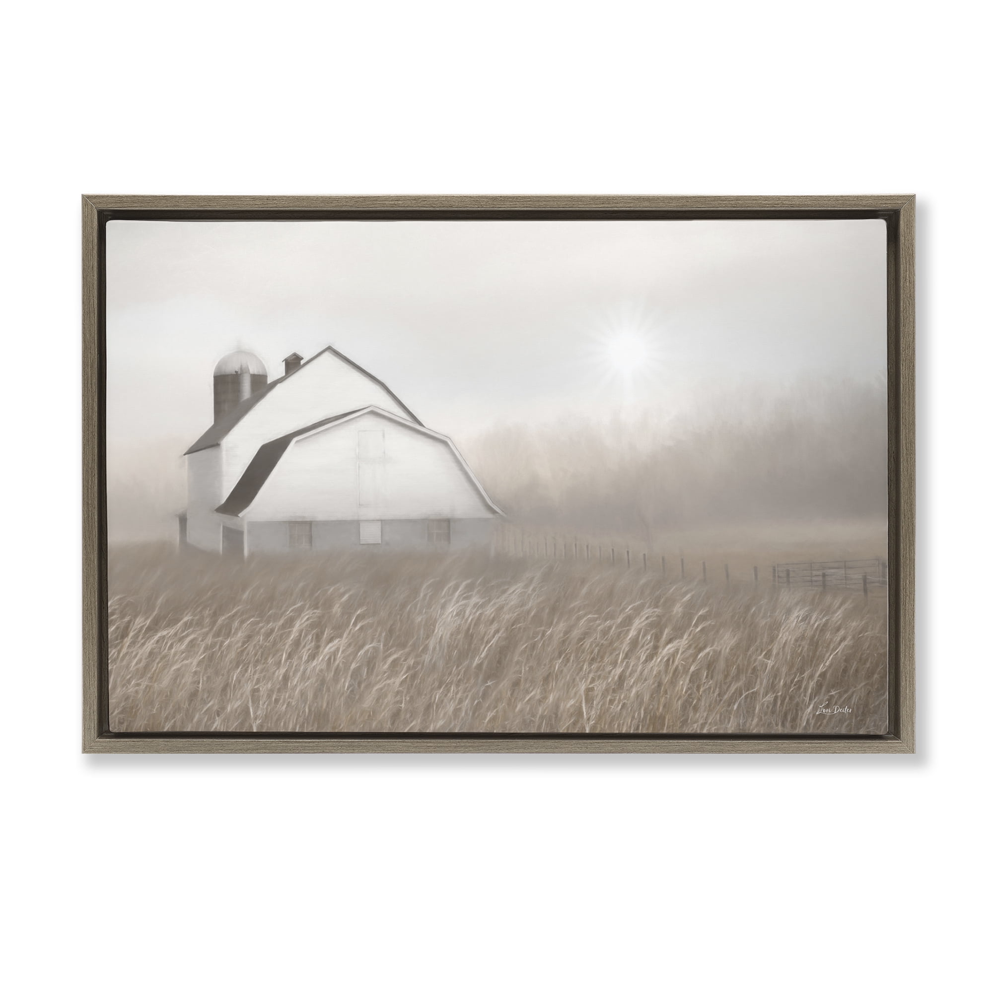 Stupell Industries Windblown Farm Grasses Landscape & Nature Painting Brown Floater Framed Canvas Art Print Wall Art, 25 x 17