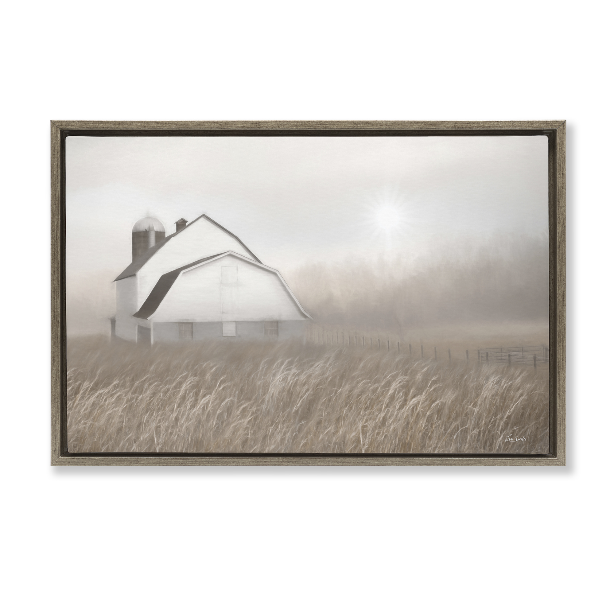 Stupell Industries Windblown Farm Grasses Landscape & Nature Painting Brown Floater Framed Canvas Art Print Wall Art, 31 x 21