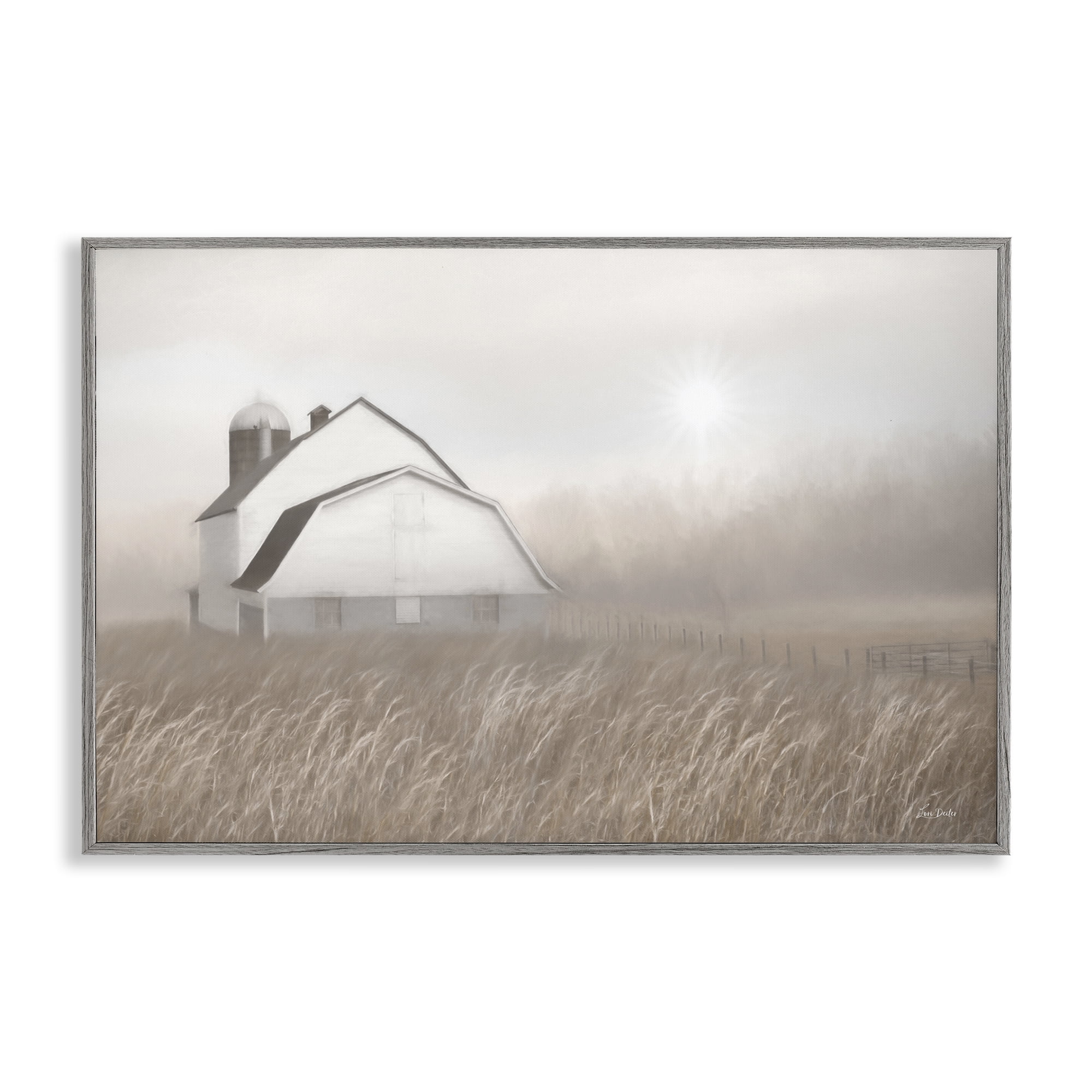 Stupell Industries Windblown Farm Grasses Landscape & Nature Painting Gray Framed Art Print Wall Art, 18 x 12