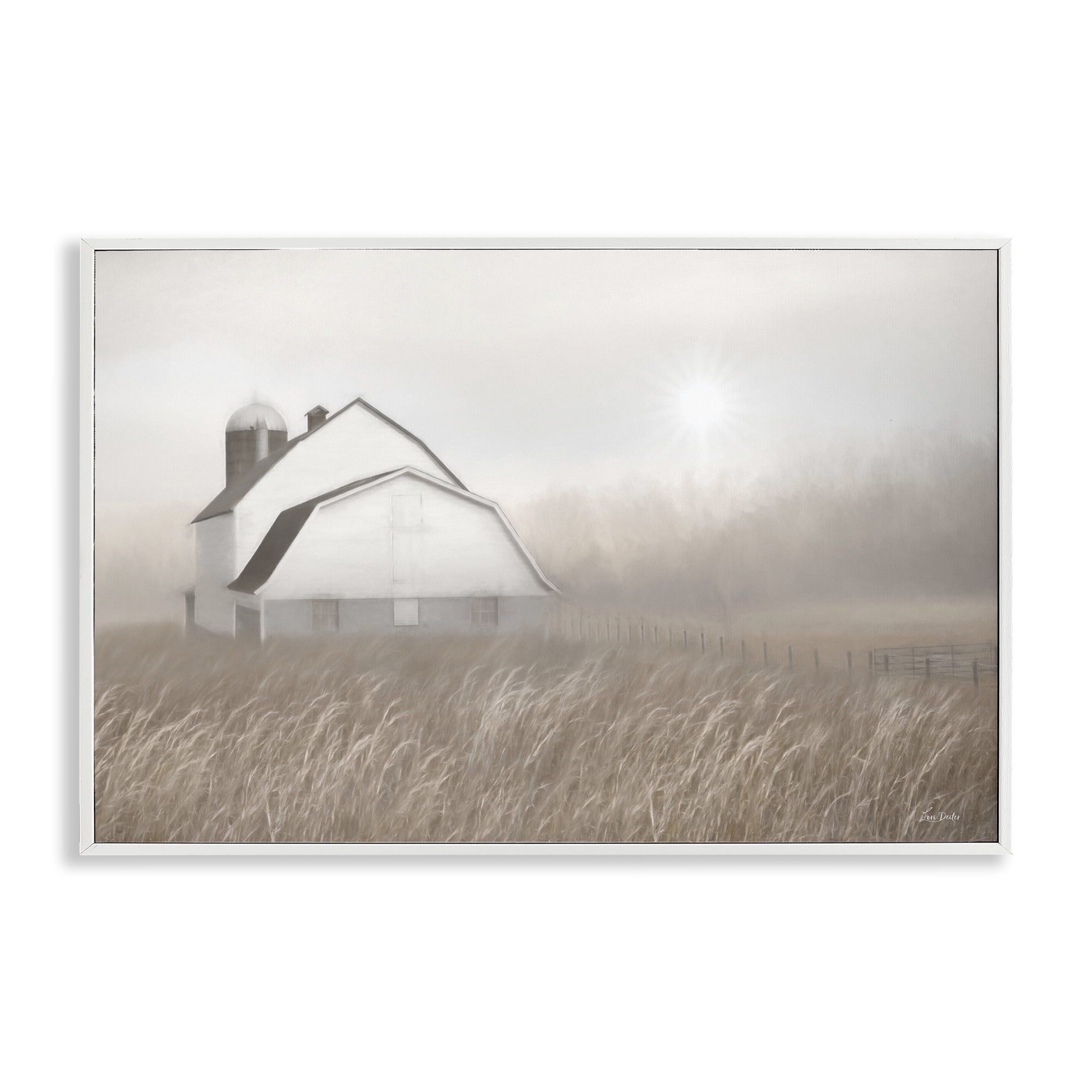 Stupell Industries Windblown Farm Grasses Landscape & Nature Painting White Framed Art Print Wall Art, 24 x 16
