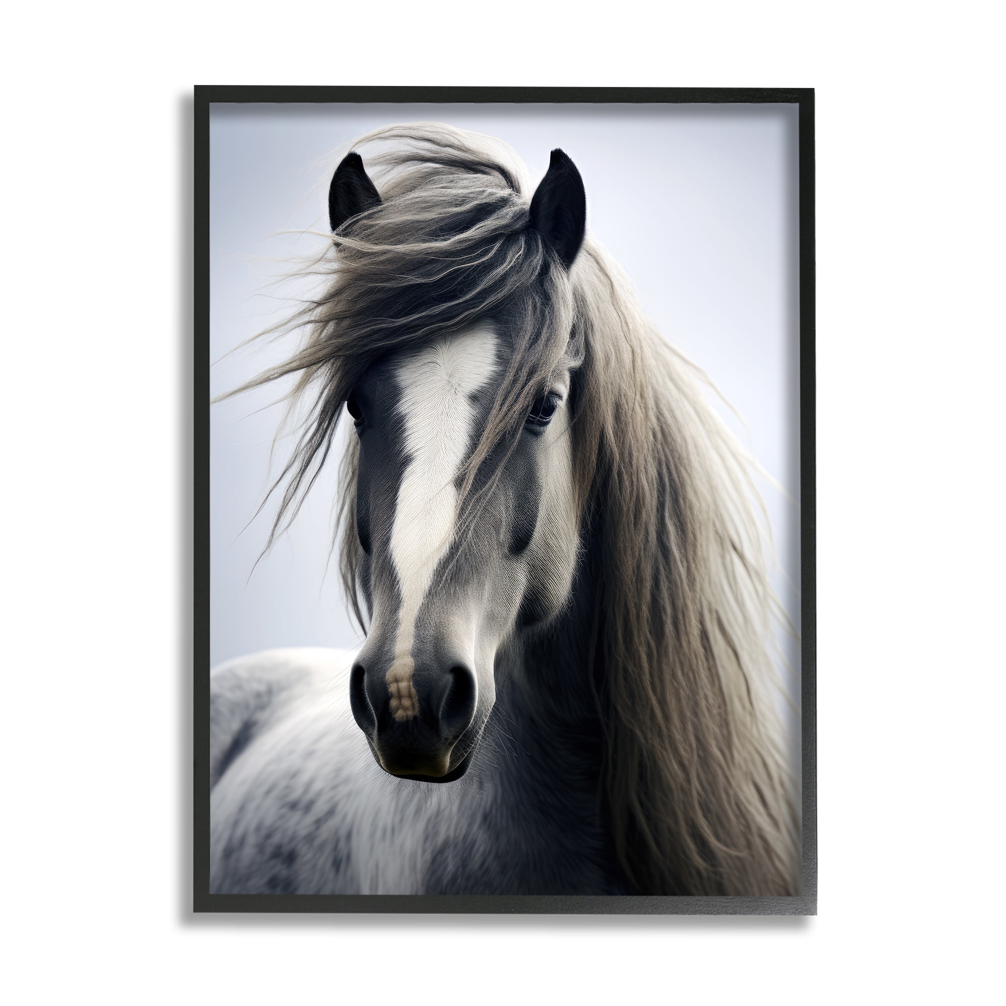 Stupell Industries Windblown Horse Mane Animals & Insects Photography Black Framed Art Print Wall Art, 24 x 30