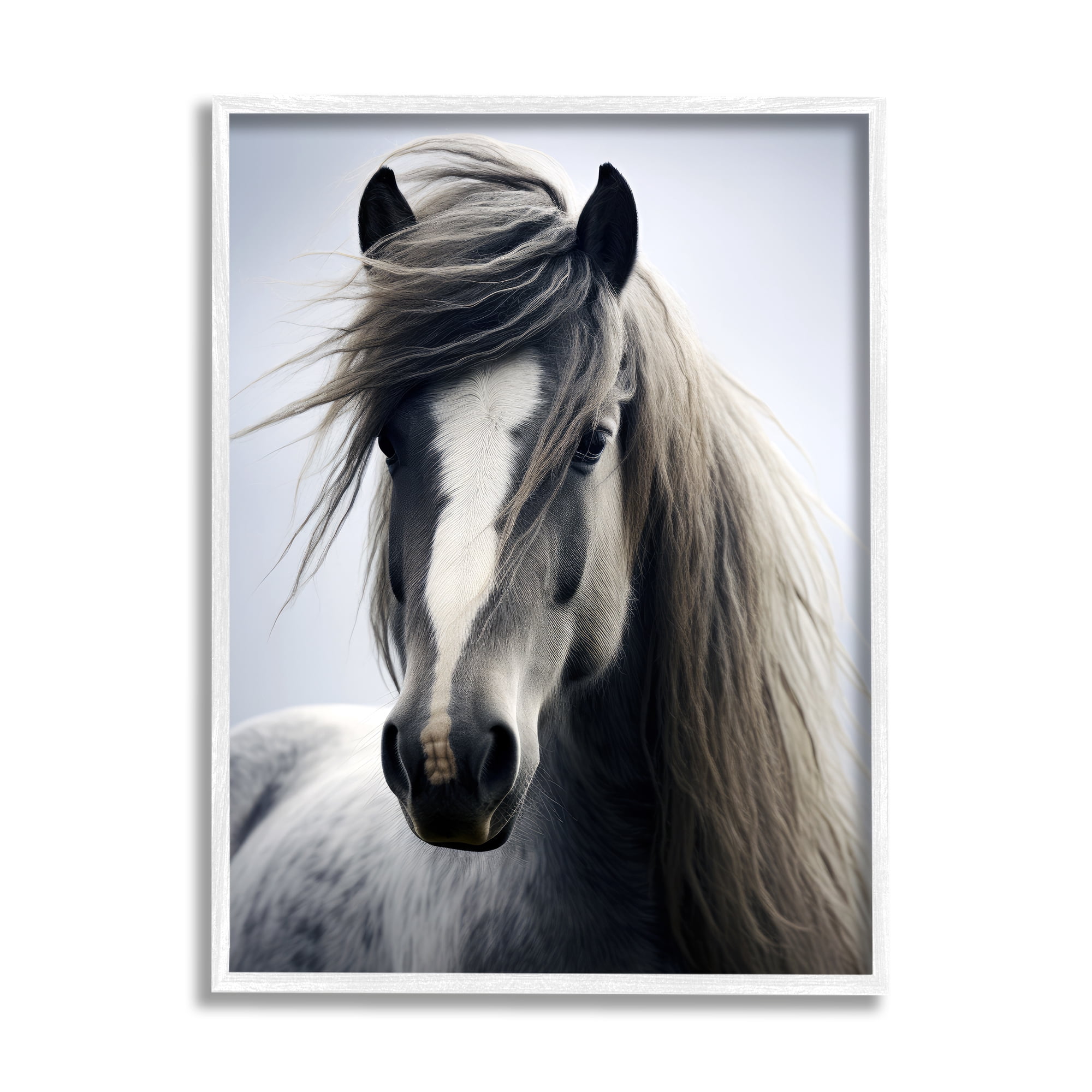 Stupell Industries Windblown Horse Mane Animals & Insects Photography White Framed Art Print Wall Art, 16 x 20