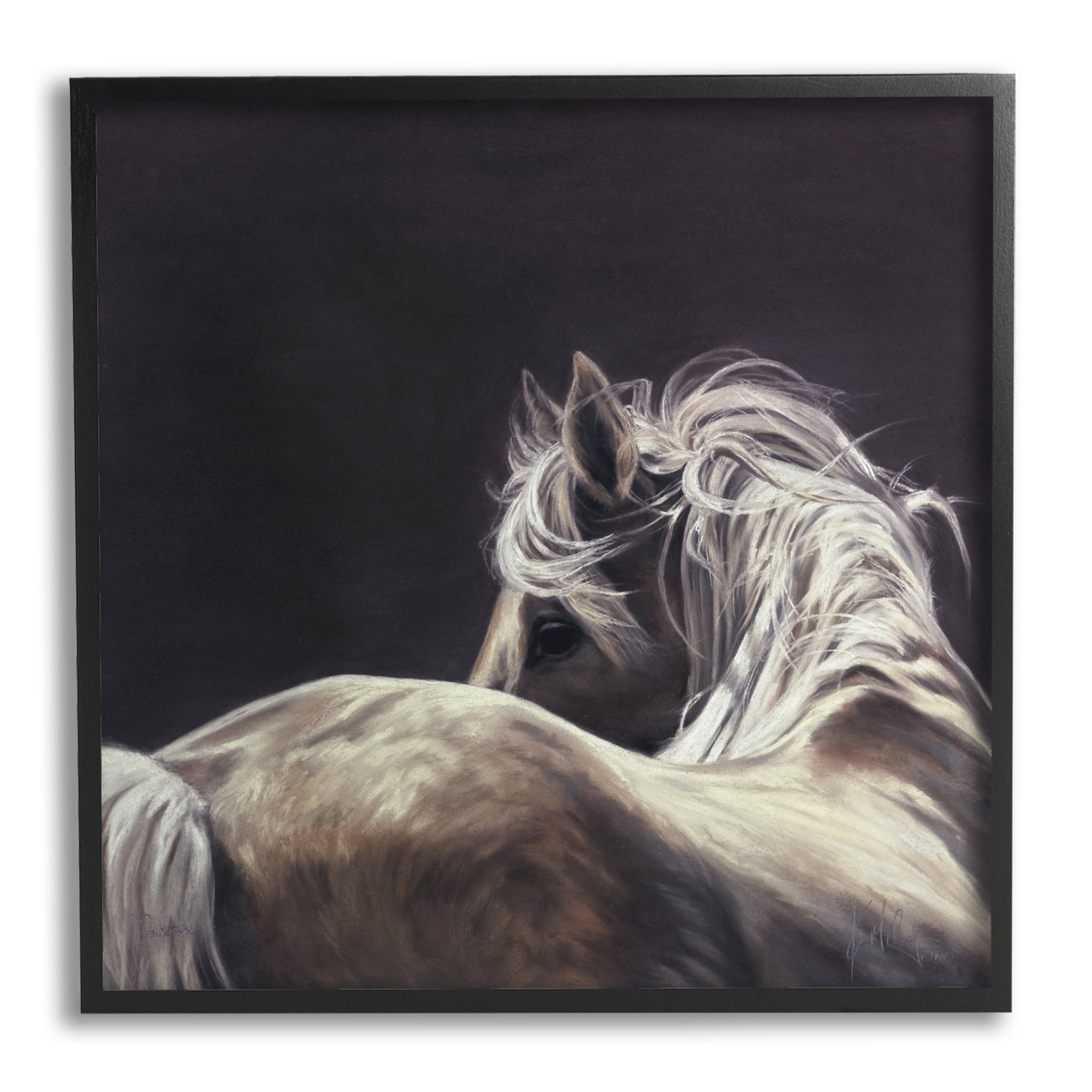 Stupell Industries Windblown Horse Mane Portrait Animals & Insects Painting Black Framed Art Print Wall Art