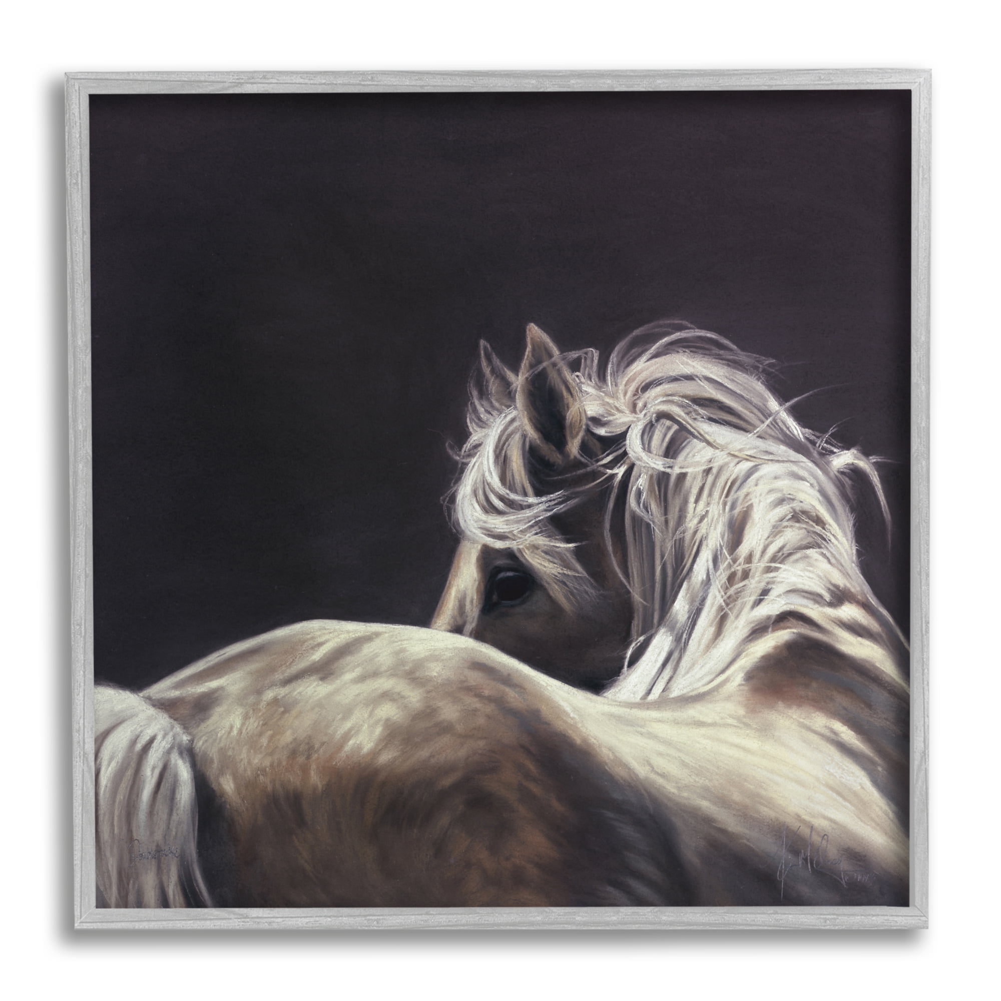 Stupell Industries Windblown Horse Mane Portrait Animals & Insects Painting Gray Framed Art Print Wall Art
