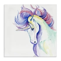 Stupell Industries Windblown Mane Unicorn Fantasy & Sci-Fi Painting Wrapped Canvas Art Print Wall Art, 17 x 17