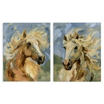 Stupell Industries Windblown Manes Horses Animals Painting Wrapped Canvas Art Print Wall Art, 16 x 20, Set of 2