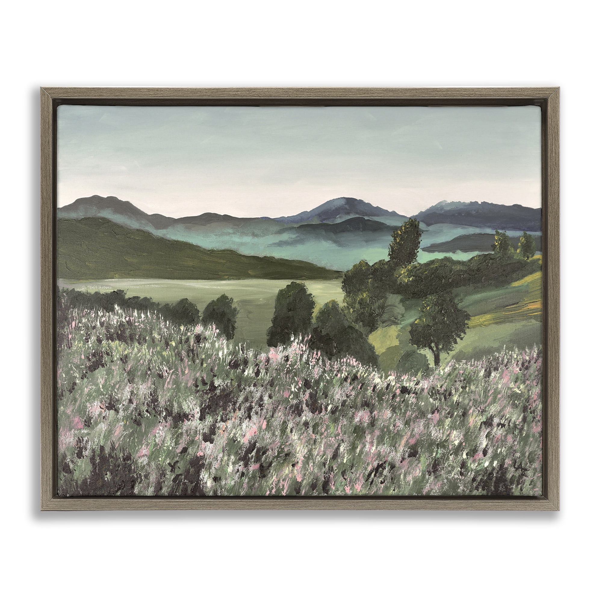 Stupell Industries Windblown Meadow Blooms Brown Framed Floater Canvas Wall Art, design by Lee Ann Zirbes