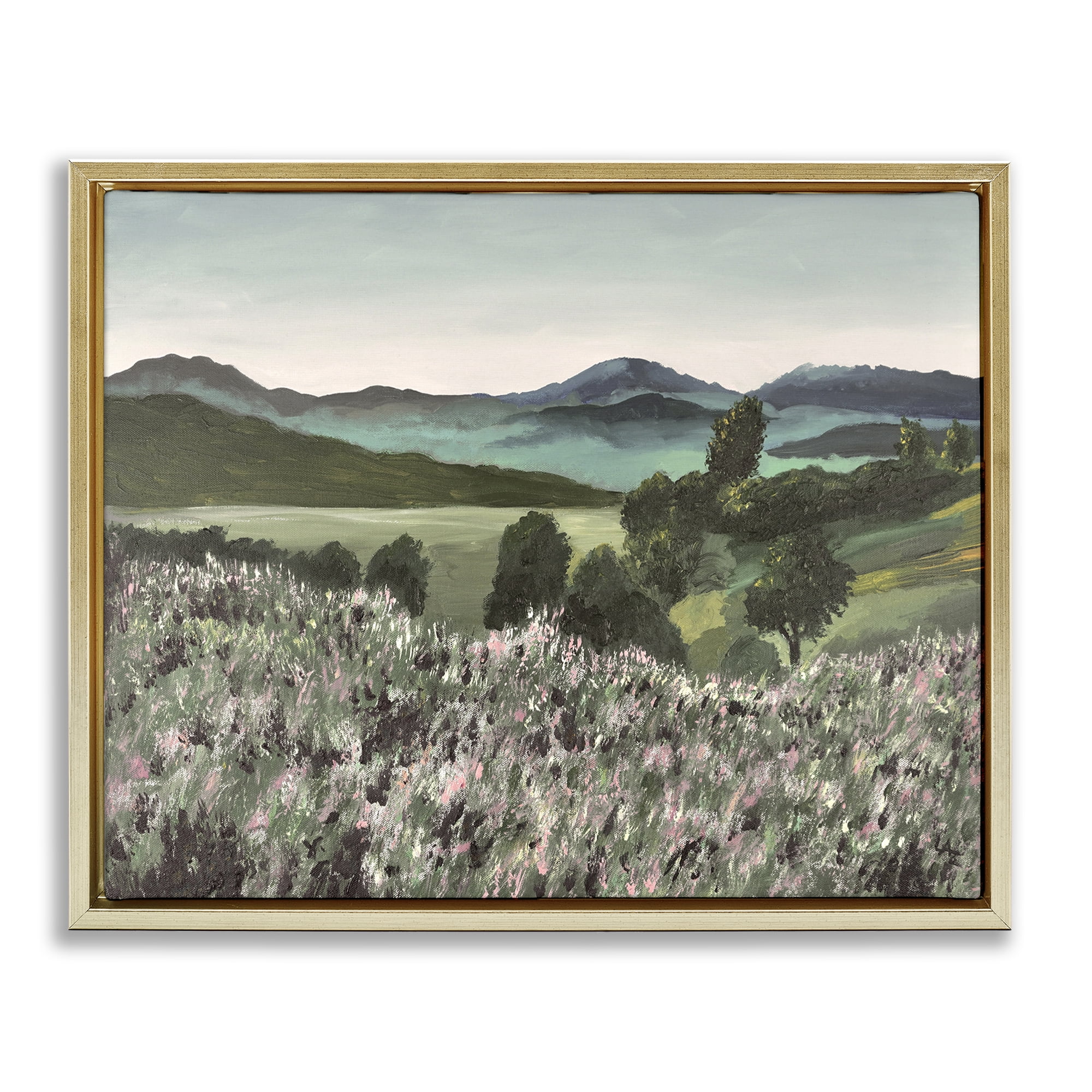 Stupell Industries Windblown Meadow Blooms Gold Framed Floater Canvas Wall Art, design by Lee Ann Zirbes