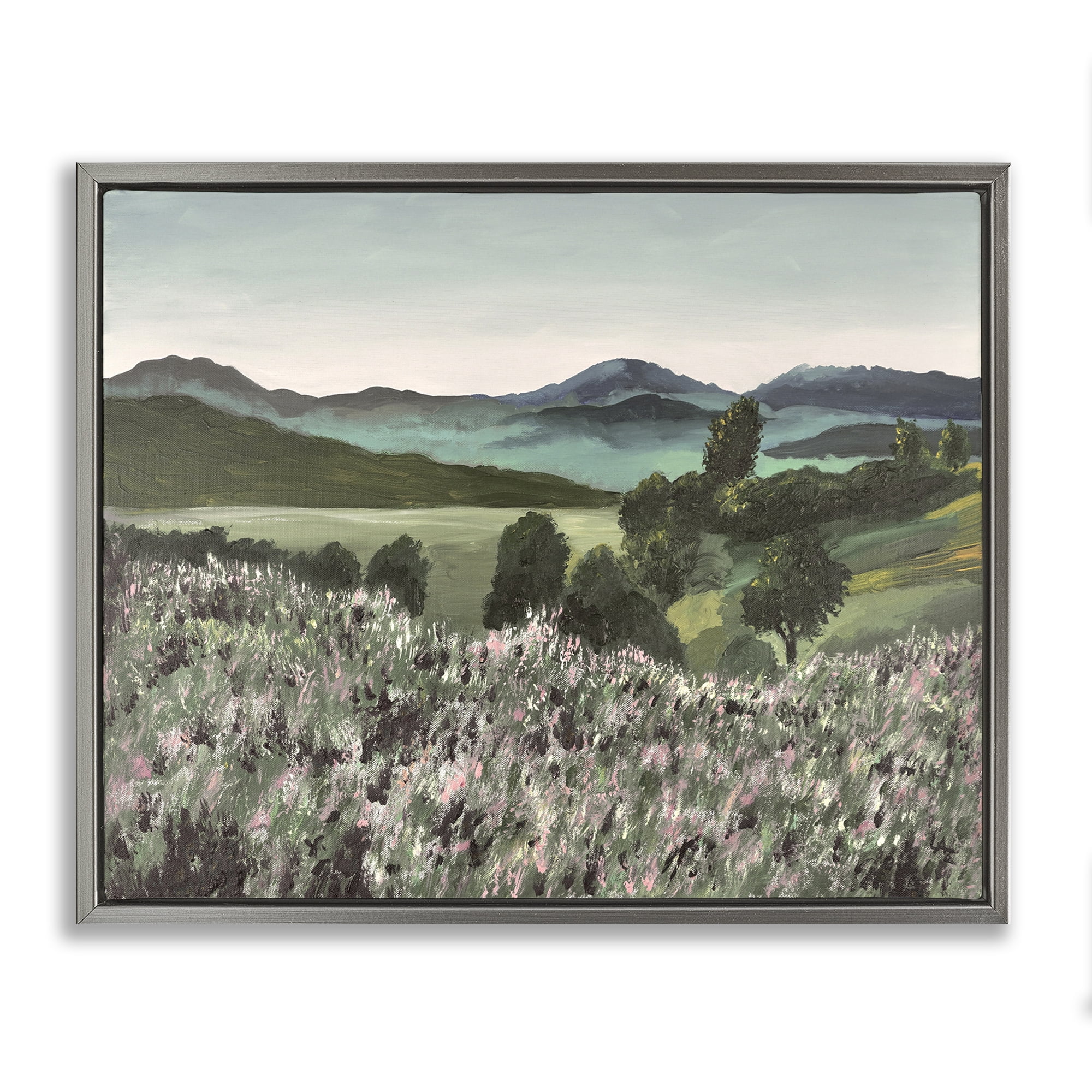 Stupell Industries Windblown Meadow Blooms Gray Framed Floater Canvas Wall Art, design by Lee Ann Zirbes