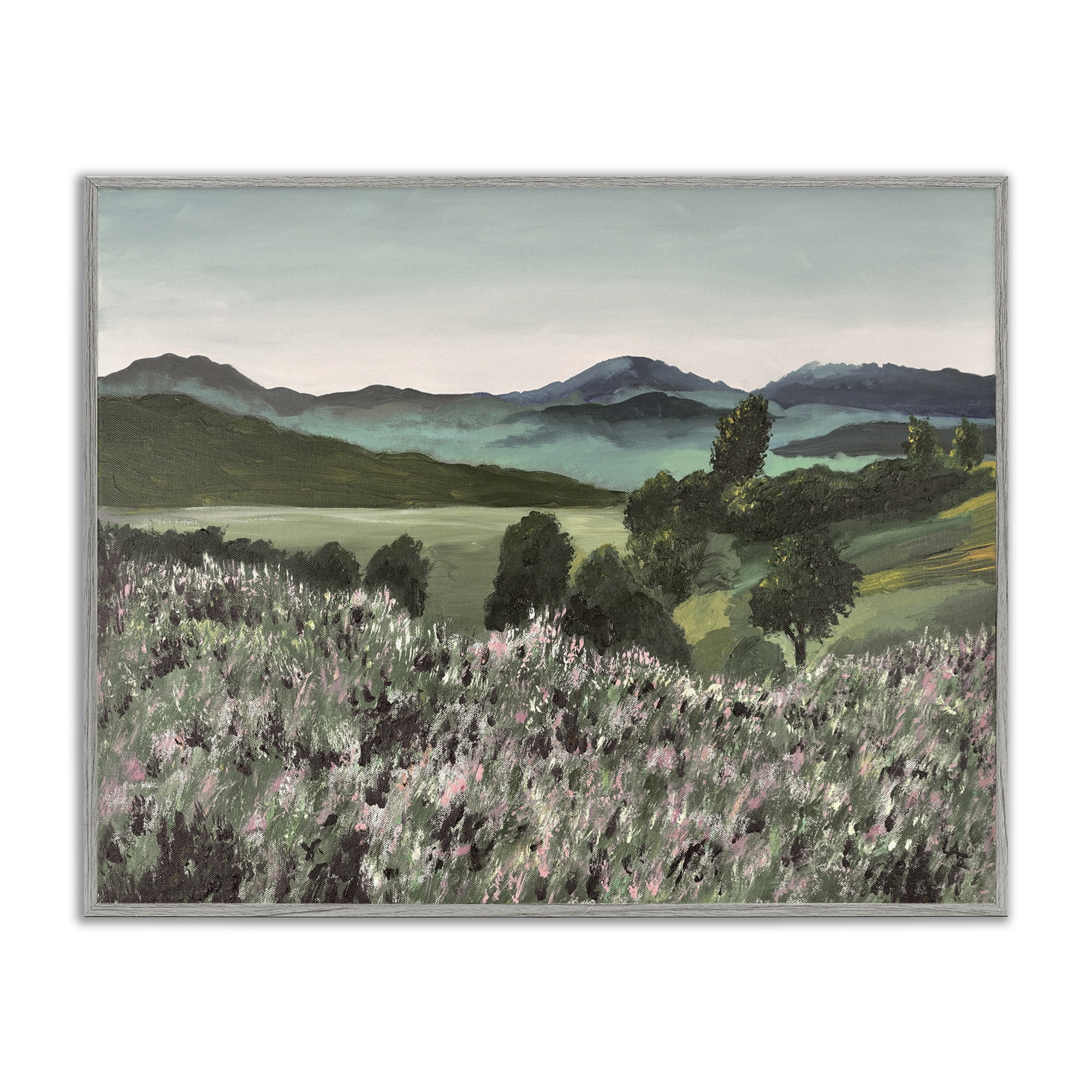 Stupell Industries Windblown Meadow Blooms Gray Framed Giclee Art, design by Lee Ann Zirbes