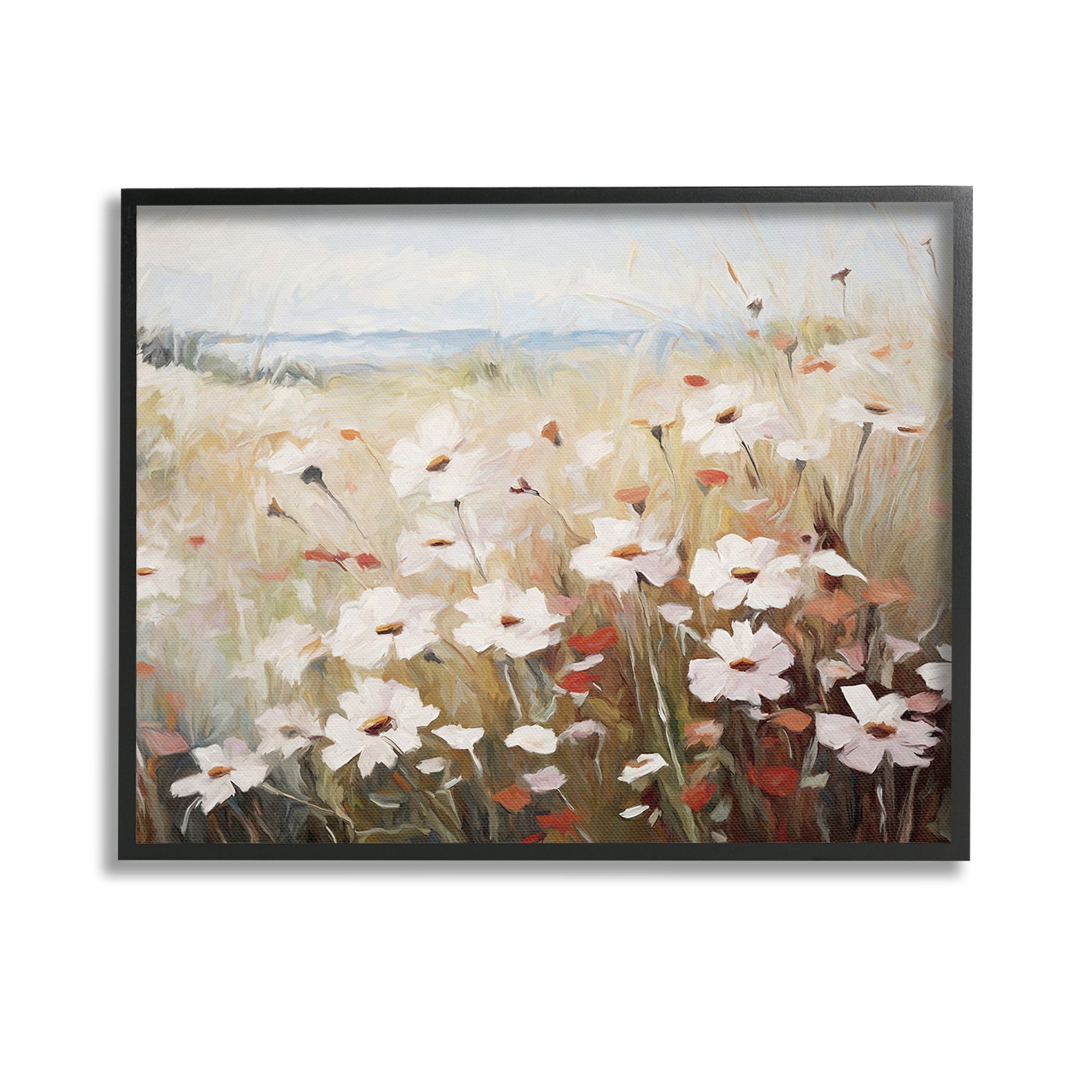 Stupell Industries Windblown Meadow Flowers Botanical & Floral Painting Black Framed Art Print Wall Art, 14 x 11