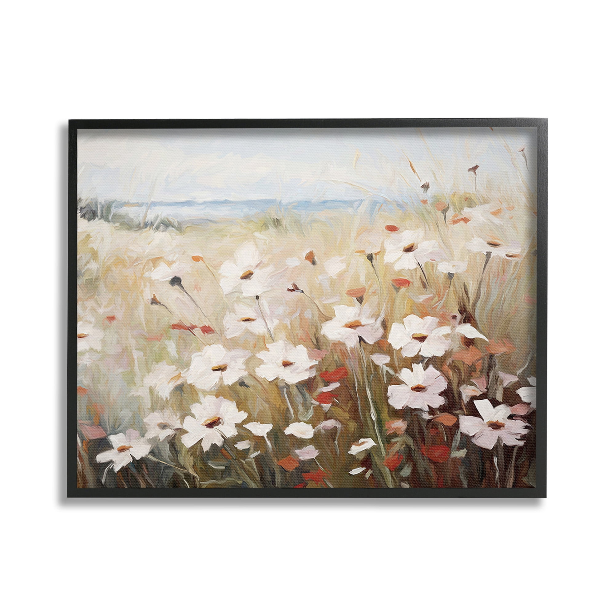 Stupell Industries Windblown Meadow Flowers Botanical & Floral Painting Black Framed Art Print Wall Art, 30 x 24