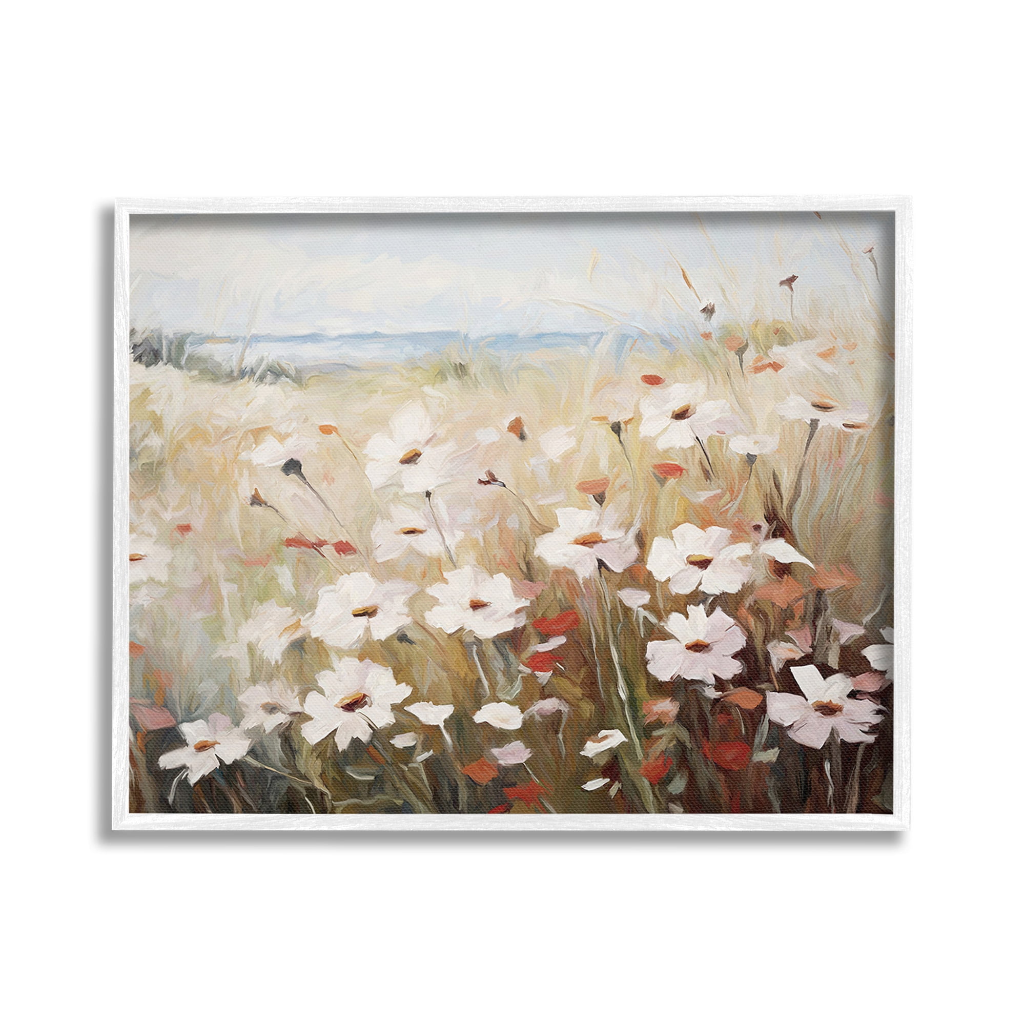 Stupell Industries Windblown Meadow Flowers Botanical & Floral Painting White Framed Art Print Wall Art, 30 x 24