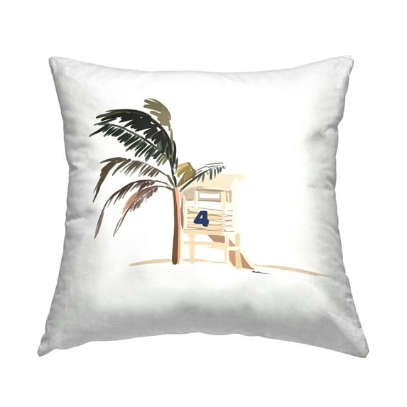 Stupell Industries Windblown Palm Tree Beach Square Decorative Printed Throw Pillow, 18 x 18