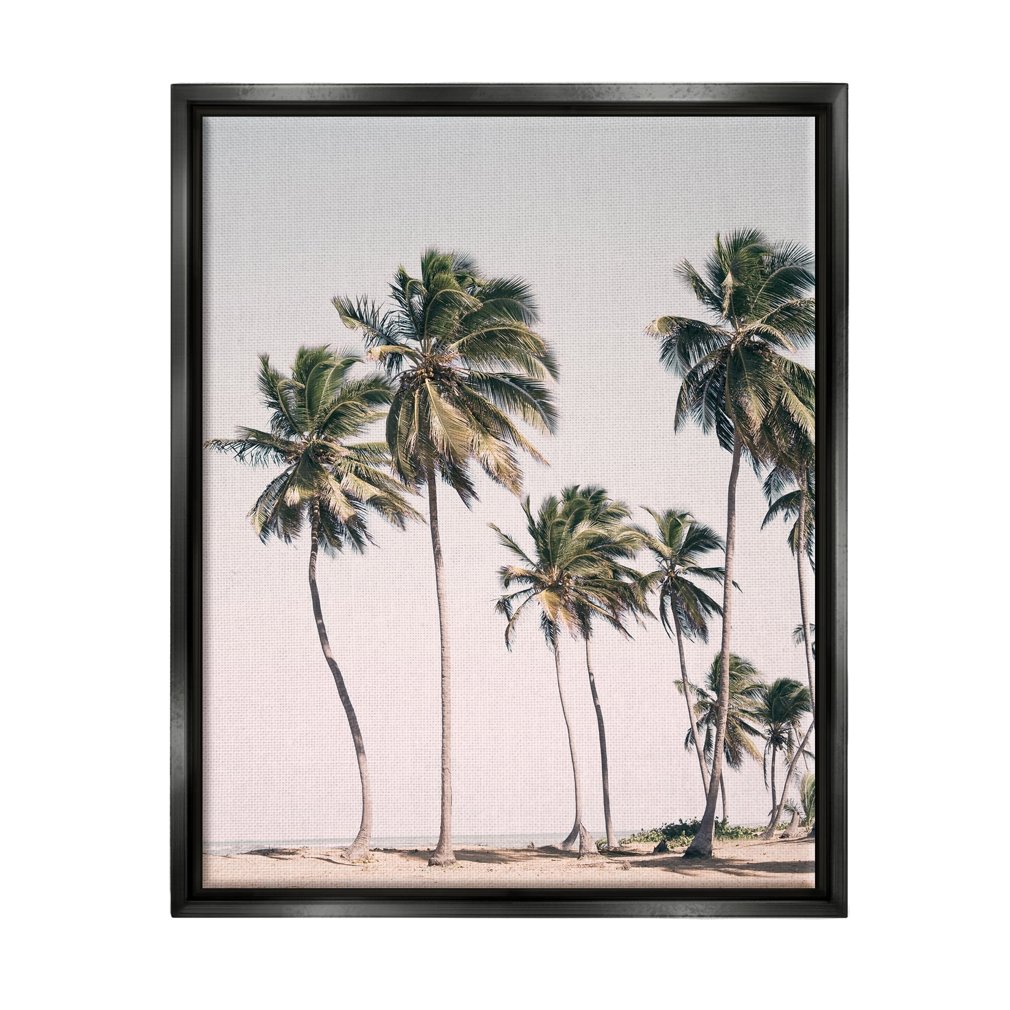Windblown Palm Trees Black Framed Canvas Print, 17" x 21"