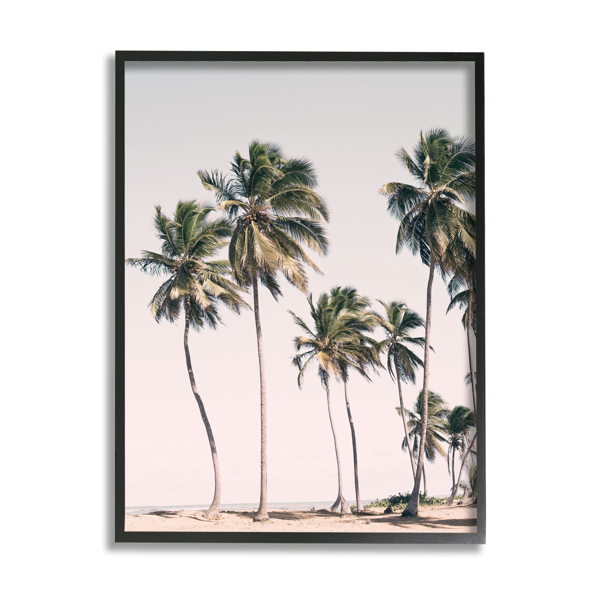 Stupell Industries Windblown Palm Trees Nature Photography Black Framed Art Print Wall Art, 16 x 20