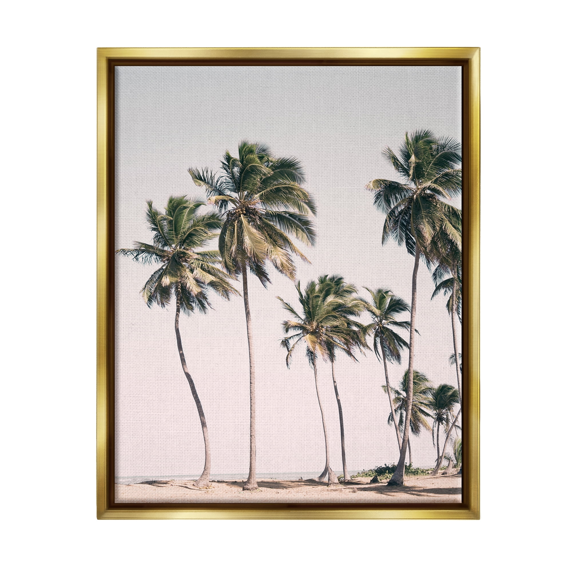 Gold Framed Palm Trees Landscape Canvas Print, 25 x 31
