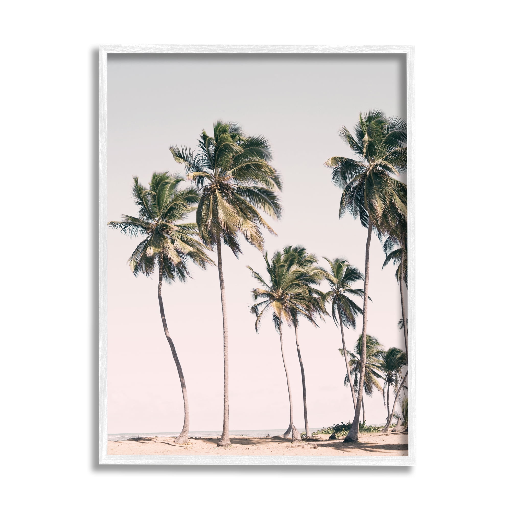 Stupell Industries Windblown Palm Trees Nature Photography White Framed Art Print Wall Art, 11 x 14