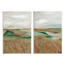Stupell Industries Windblown Reeds Landscape Landscape Painting Unframed Art Print Wall Art, 10 x 15, Set of 2