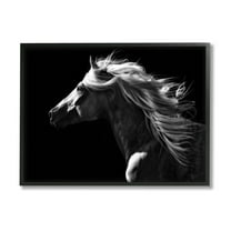 Stupell Industries Windblown Stallion Mane Animals & Insects Photography Black Framed Art Print Wall Art, 14 x 11