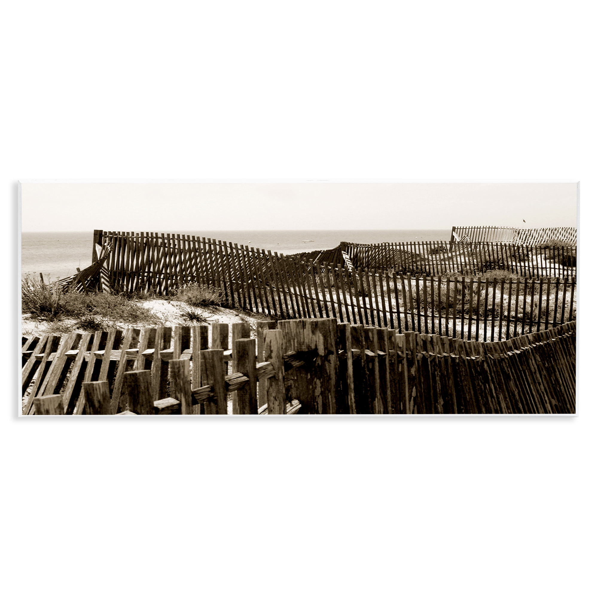 Stupell Industries Winding Beach Fence Landscape & Nature Photography Unframed Art Print Wall Art, 17 x 7