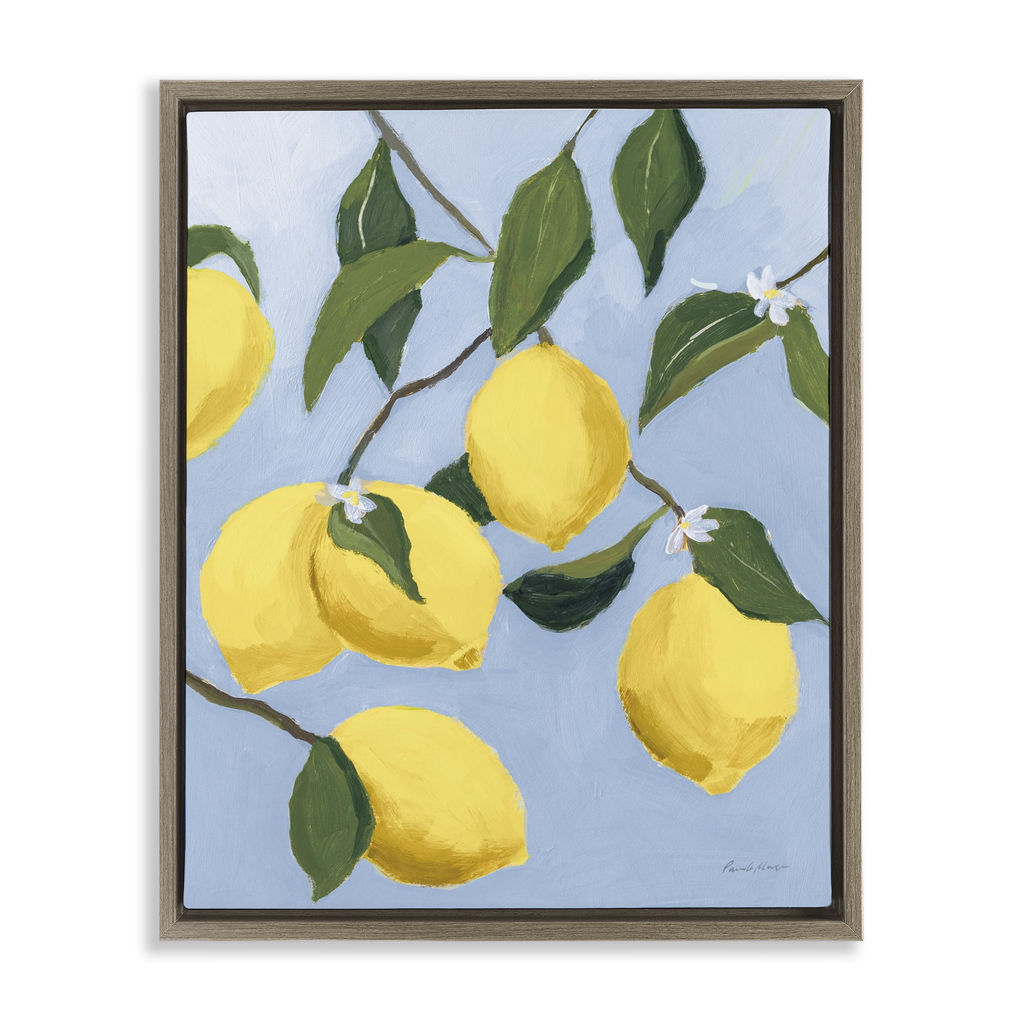 Stupell Industries Winding Lemon Tree Food & Beverage Painting Brown Floater Framed Art Print Wall Art, 25 x 31