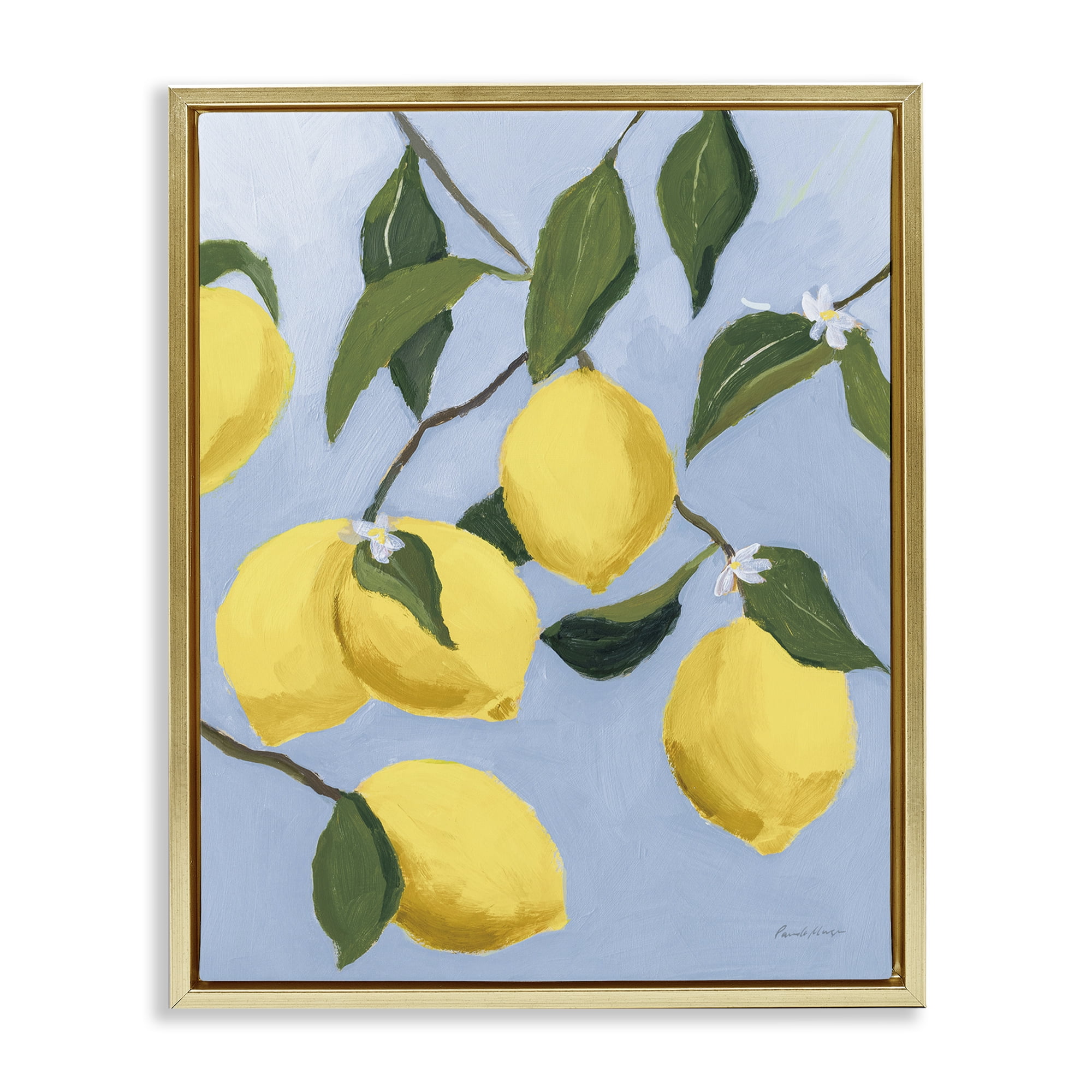 Stupell Industries Winding Lemon Tree Food & Beverage Painting Gold Floater Framed Art Print Wall Art, 25 x 31