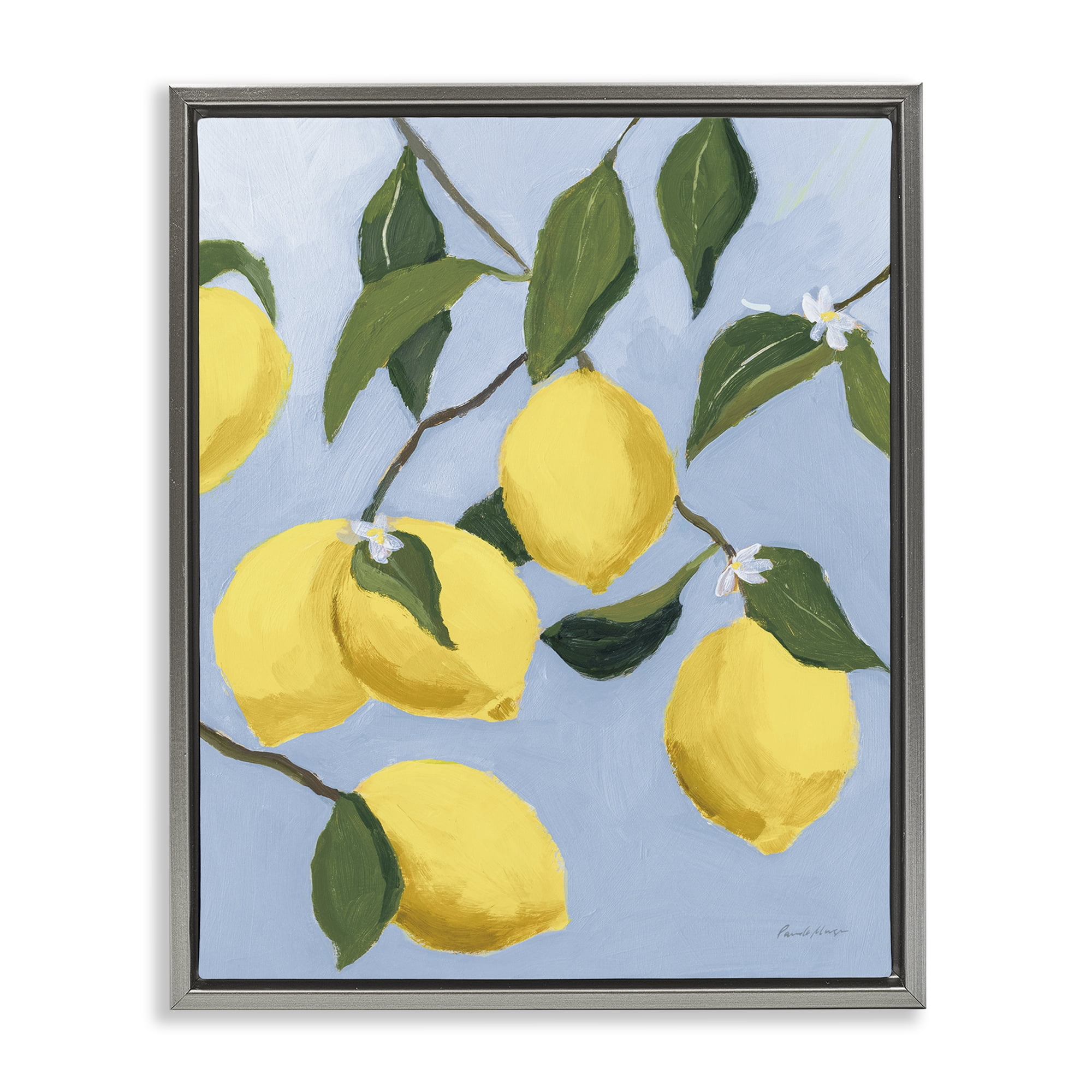 Stupell Industries Winding Lemon Tree Food & Beverage Painting Gray Floater Framed Art Print Wall Art, 17 x 21