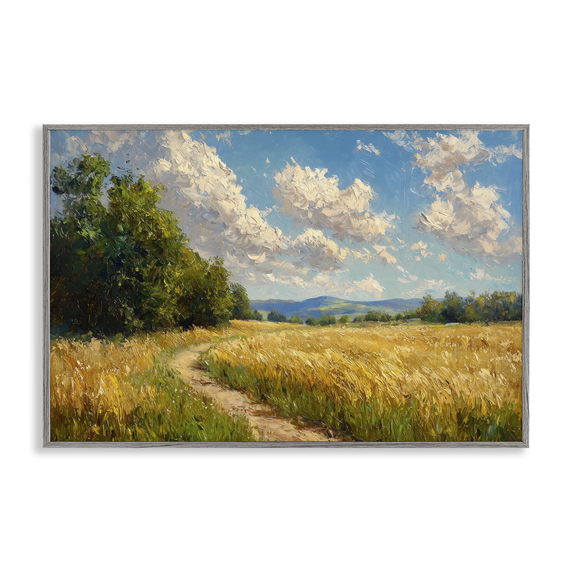 Stupell Industries Winding Path Through Wheat Field Gray Framed Giclee Art, design by Creative Studio