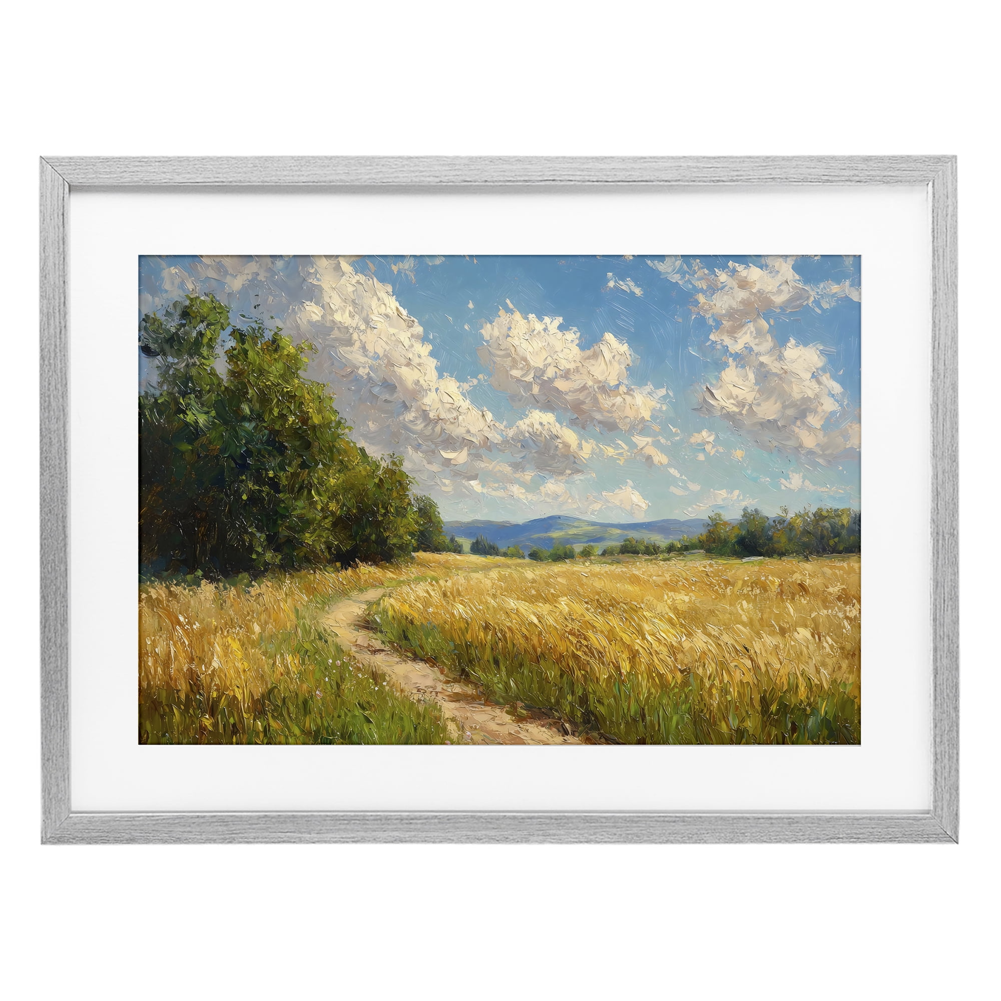 Stupell Industries Winding Path Through Wheat Field Gray Framed Print Under Glass, design by Creative Studio