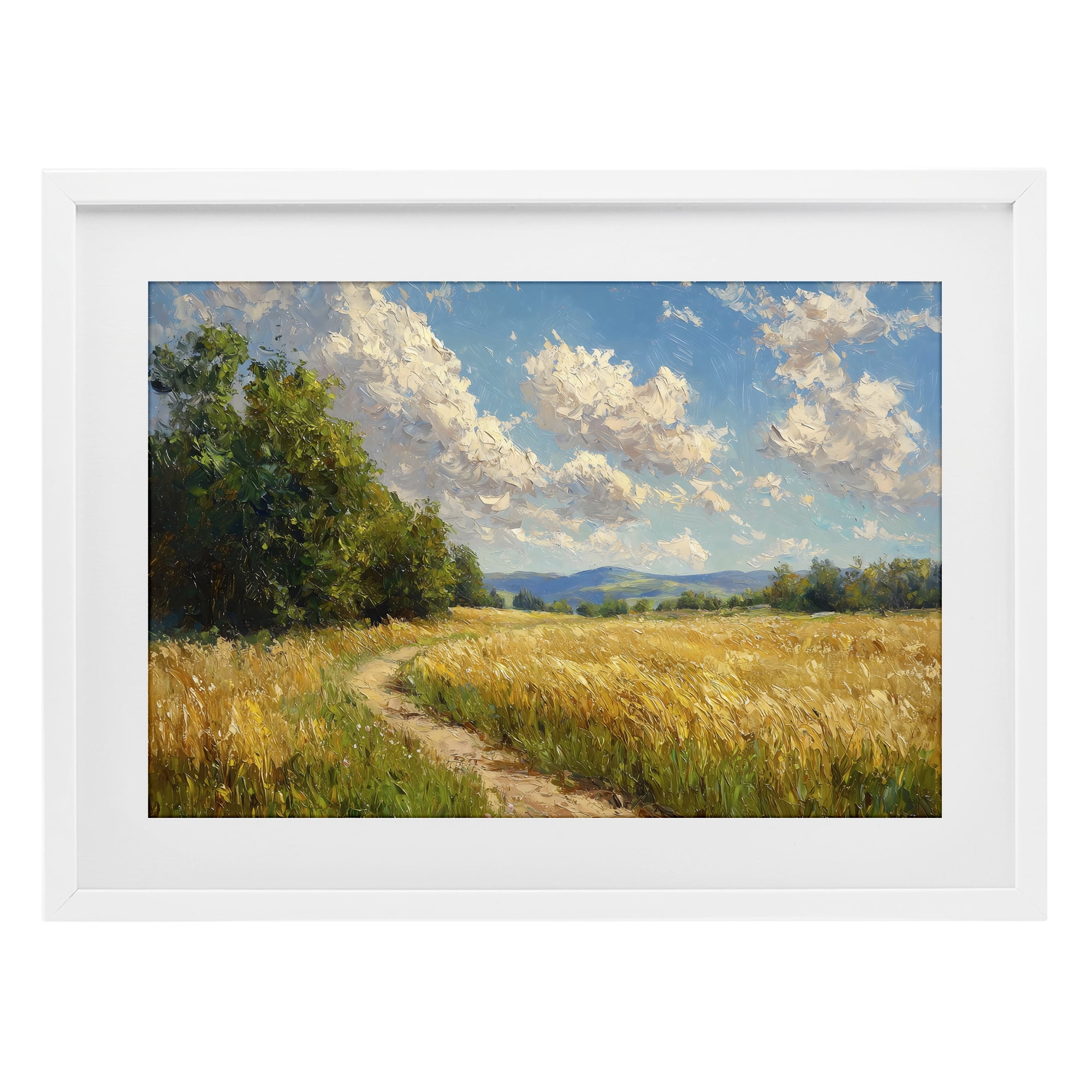 Stupell Industries Winding Path Through Wheat Field White Framed Print Under Glass, design by Creative Studio