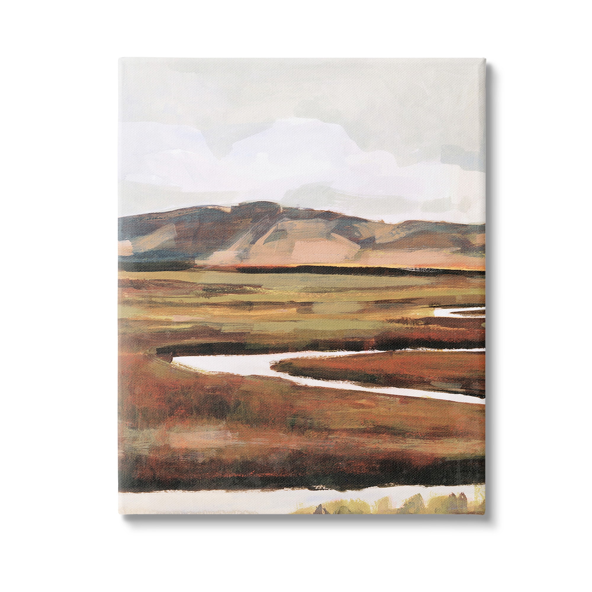 Stupell Industries Winding River Landscape Landscape Painting Gallery Wrapped Canvas Art Print Wall Art, 30 x 40