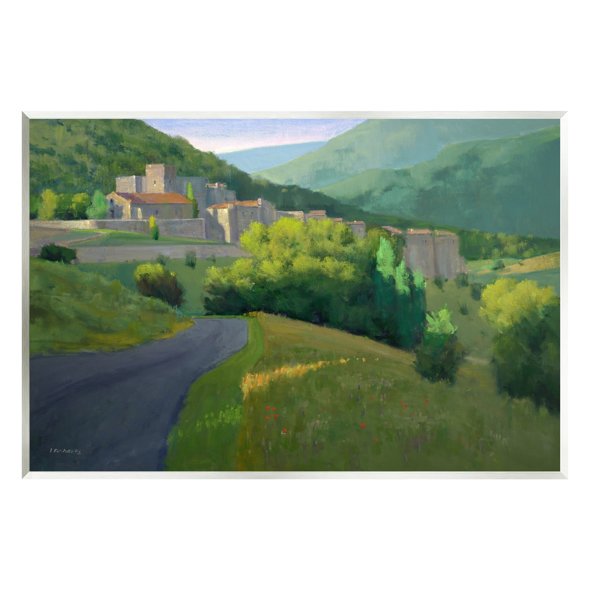 Stupell Industries Winding Road Path Distant Rural Farm Town Graphic Art Unframed Art Print Wall Art, Design by Ian Roberts