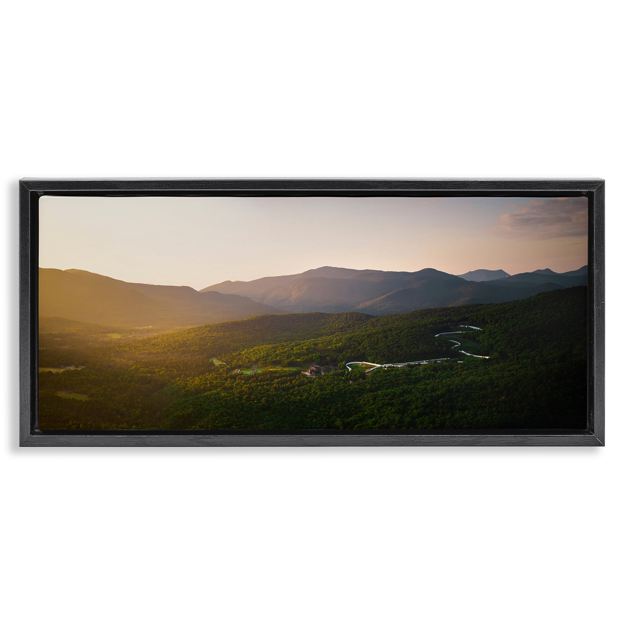 Stupell Industries Winding Road Through Forested Mountains Black Framed Floater Canvas Wall Art, design by Jonathan Zaharek