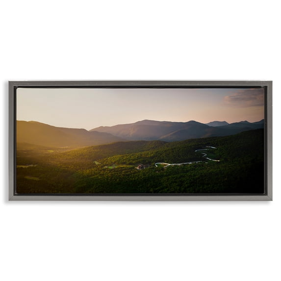 Stupell Industries Coastal Winding Road Through Forested Mountains Gray Floating Frame Canvas Art, 31 x 14, by Jonathan Zaharek