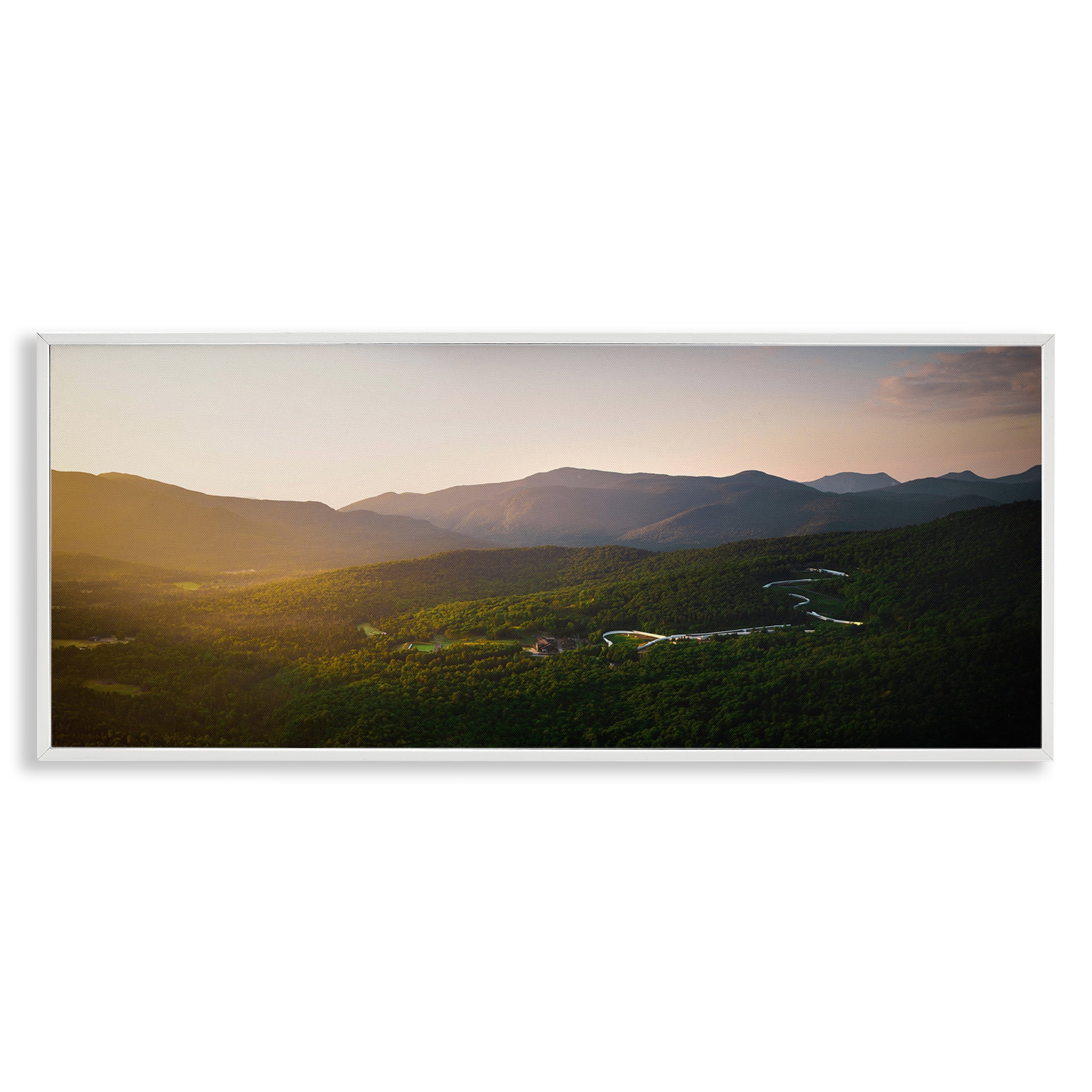 Stupell Industries Winding Road Through Forested Mountains White Framed Giclee Art, design by Jonathan Zaharek