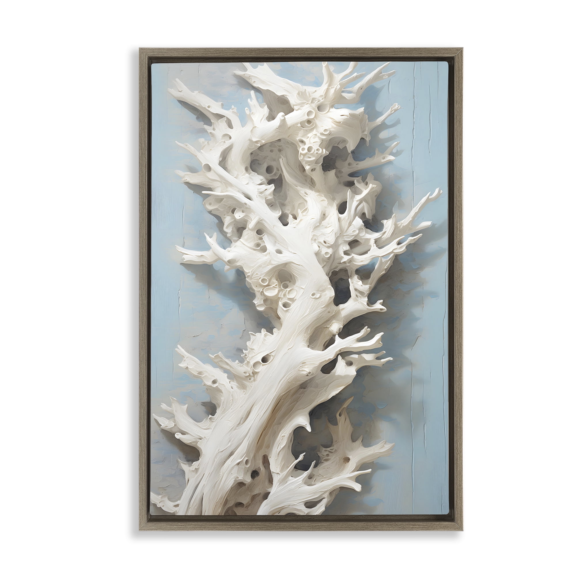 Stupell Industries Winding Spiney Coral Animals & Insects Painting Brown Floater Framed Canvas Art Print Wall Art, 17 x 25