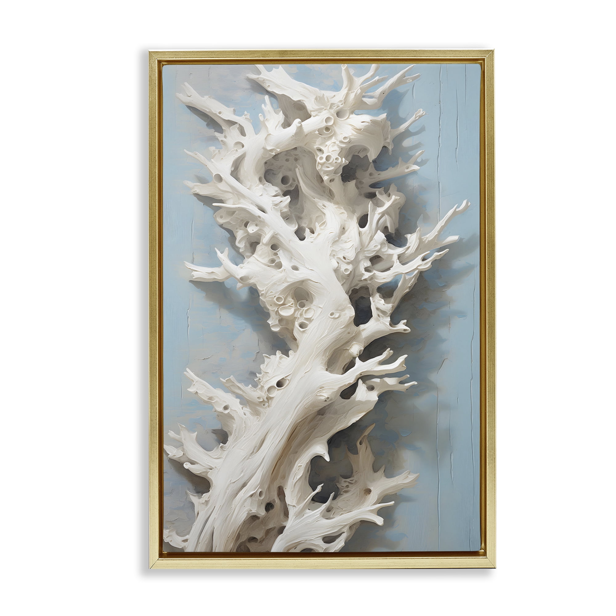 Stupell Industries Winding Spiney Coral Animals & Insects Painting Gold Floater Framed Canvas Art Print Wall Art, 21 x 31