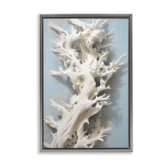 Stupell Industries Winding Spiney Coral Animals & Insects Painting Gray Floater Framed Canvas Art Print Wall Art, 17 x 25