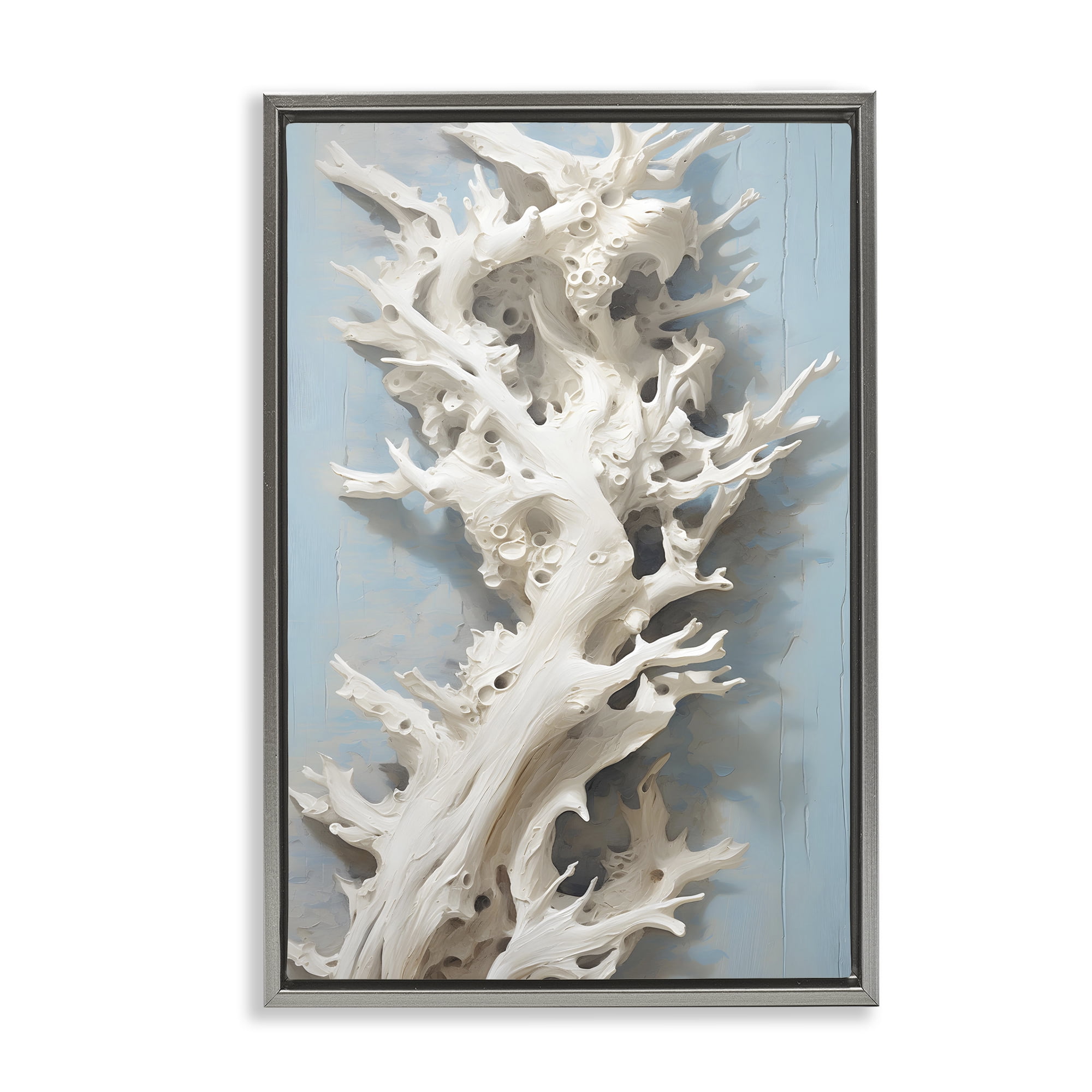 Stupell Industries Winding Spiney Coral Animals & Insects Painting Gray Floater Framed Canvas Art Print Wall Art, 21 x 31